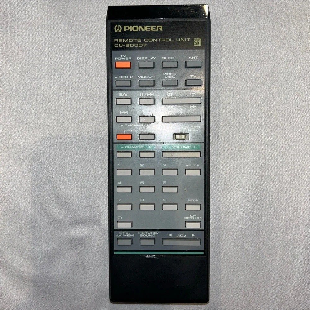 PIONEER CU-SD007 Remote Control Unit SD-P401 SD-P501 VCR Video Disc TV Volume